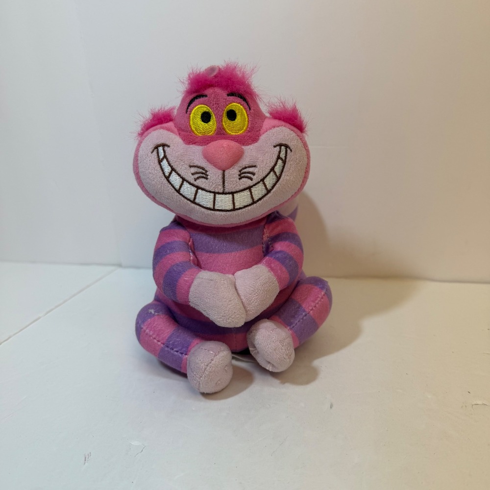 Disney Alice in Wonderland Cheshire Cat Plush Pink Purple Striped Just Play 7in